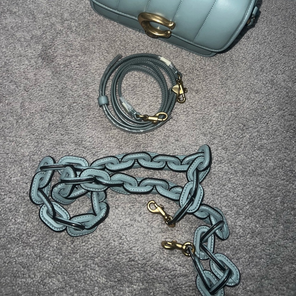 Coach Quilted Crossbody Bag in Light Blue with Gold Hardware - Picture 8 of 8
